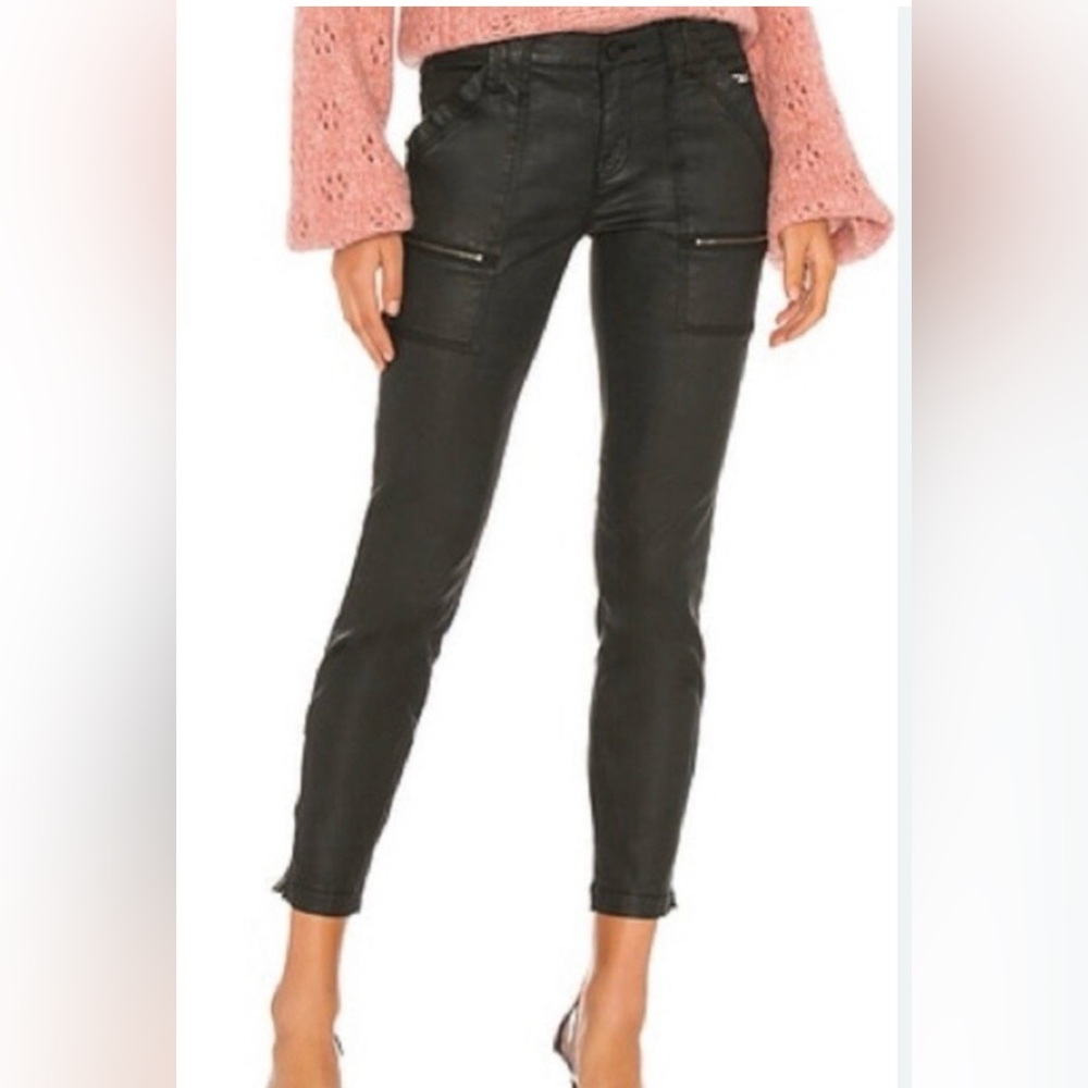 Joie Park skinny coated stretch utility pant in caviar black size 32